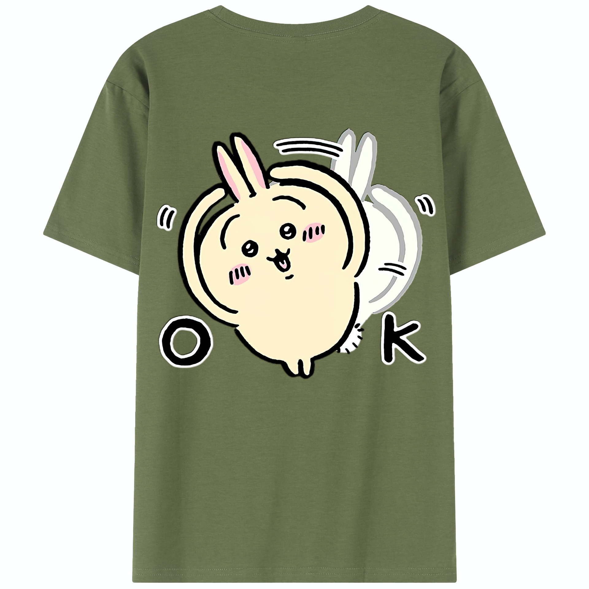 （画像用） ちいかわ うさぎ Chii-kawa usagi 綿100％半袖Tシャツ（背面プリント）